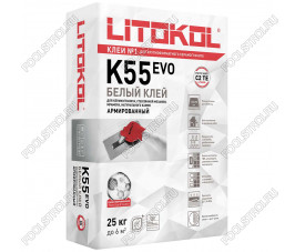 Клей LITOPLUS K55 для мозаики и плитки белый (мешок) 25 кг Клей LITOPLUS K55 для мозаики и плитки белый (мешок) 25 кг