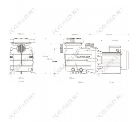 Насос Hayward PL 81007E2 (220В, ПФ, 17.2м³/ч*8м, 1.1кВт, 1.5лс)